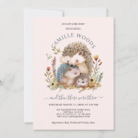 Adorable Hérisson Famille Baby shower fille rose