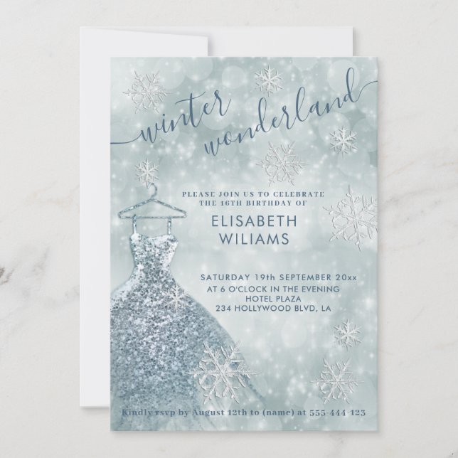 Invitation Adorable hiver merveilleux bokeh doux 16 invitat (Devant)