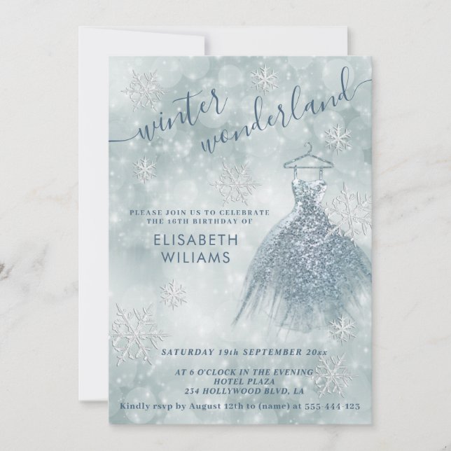 Invitation Adorable hiver merveilleux bokeh doux 16 invitat (Devant)