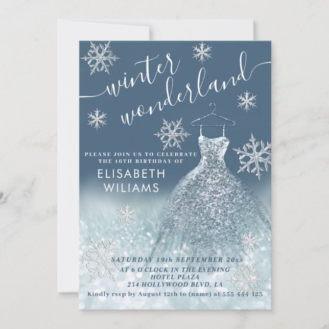 Invitation Adorable hiver merveilleux parties scintillant omb (Devant)
