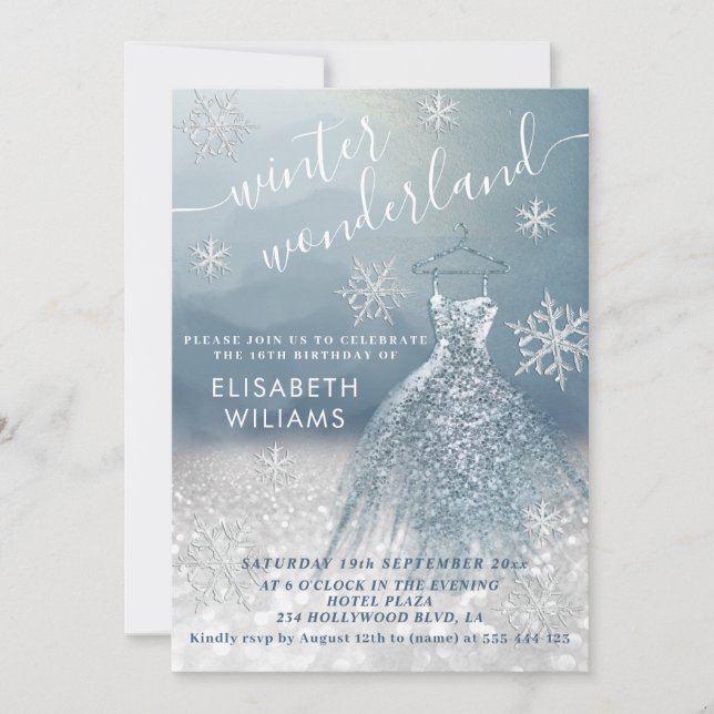 Invitation Adorable hiver merveilleux parties scintillant omb (Devant)