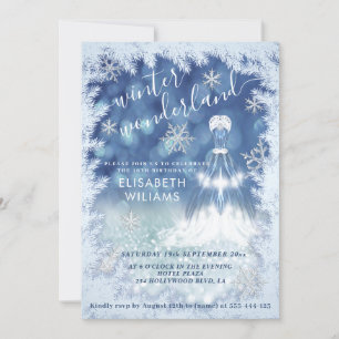 Invitation Adorable hiver merveilleux parties scintillant omb