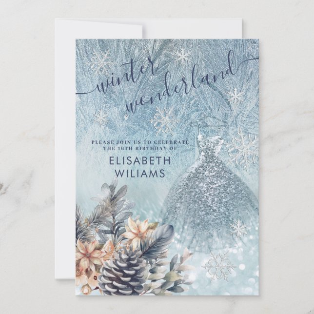 Invitation Adorable hiver merveilleux parties scintillant omb (Devant)