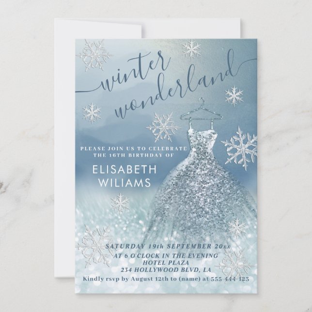 Invitation Adorable hiver merveilleux parties scintillant omb (Devant)