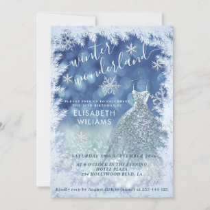 Invitation Adorable hiver merveilleux parties scintillant omb