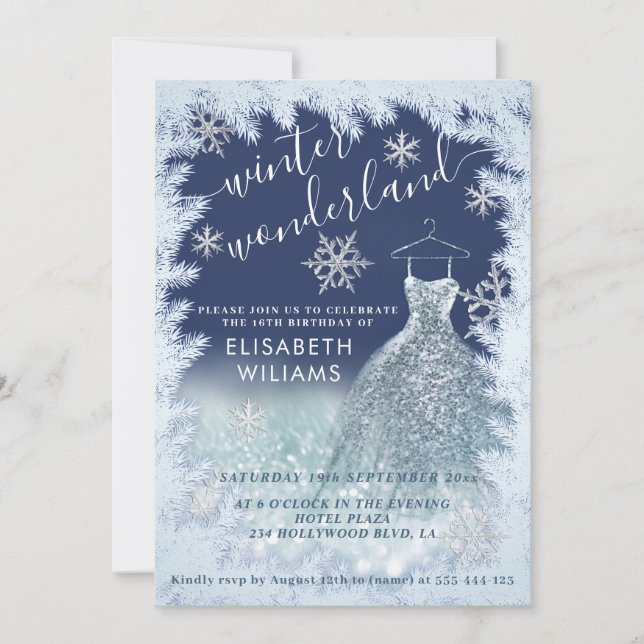 Invitation Adorable hiver merveilleux parties scintillant omb (Devant)