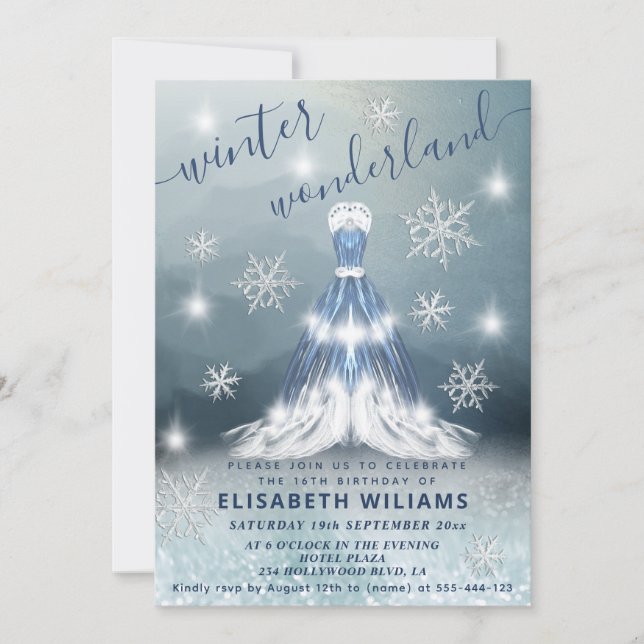 Invitation Adorable hiver merveilleux princesse robe douce 16 (Devant)