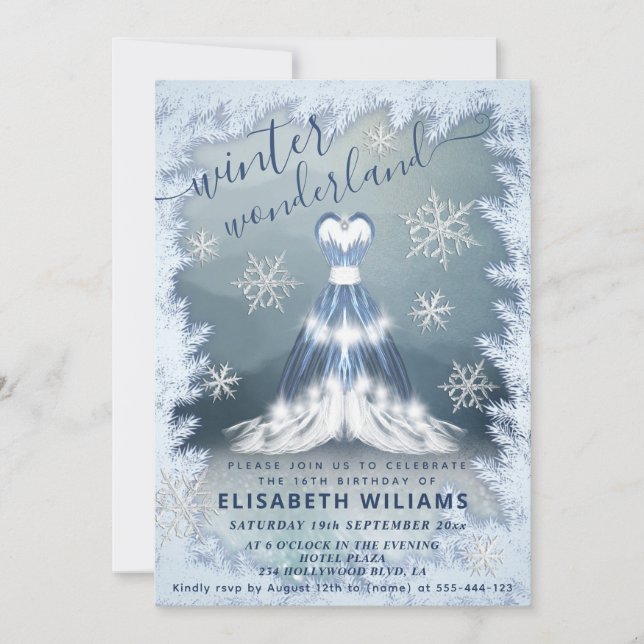 Invitation Adorable hiver merveilleux princesse robe douce 16 (Devant)