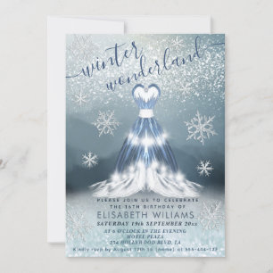 Invitation Adorable hiver merveilleux princesse robe douce 16