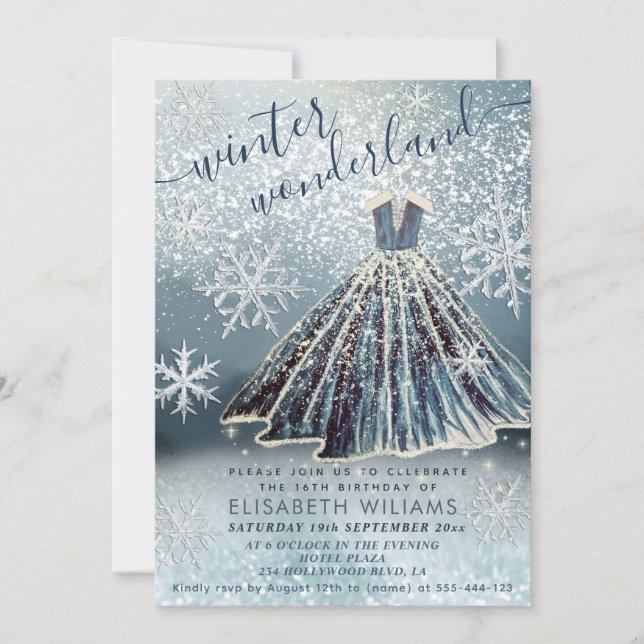 Invitation Adorable hiver merveilleux princesse robe douce 16 (Devant)