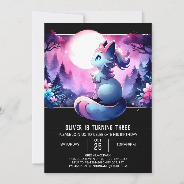 Invitation Adorable Imaginaire Chat Anniversaire (Devant)