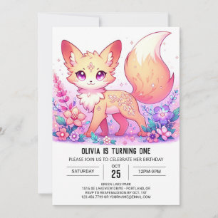 Invitation Adorable Imaginaire Fox 1er anniversaire