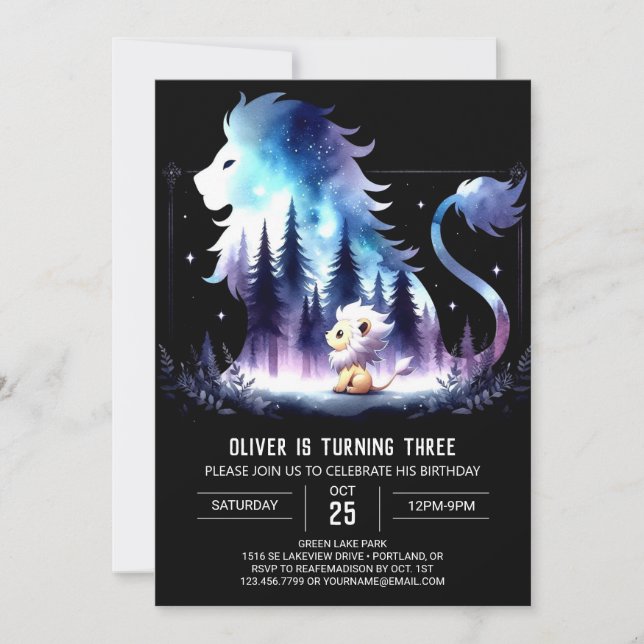 Invitation Adorable Imaginaire Lion Anniversaire (Devant)