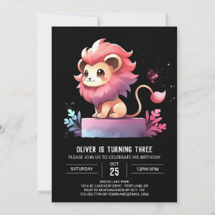 Invitation Adorable Imaginaire Lion Anniversaire