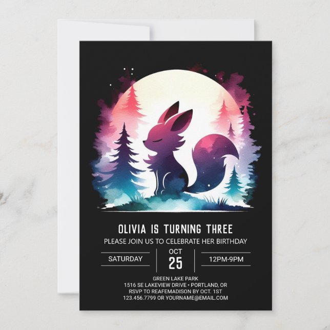Invitation Adorable Imaginaire Wolf Anniversaire (Devant)