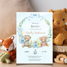 Adorable jumeaux en peluche ours baby shower flora