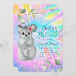 Invitation Adorable Koala Tie Dye Baby shower
