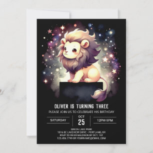 Invitation Adorable Lion Whimsical Anniversaire