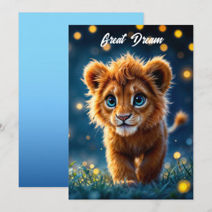 Invitation adorable lionceau de furie aux yeux étincelants