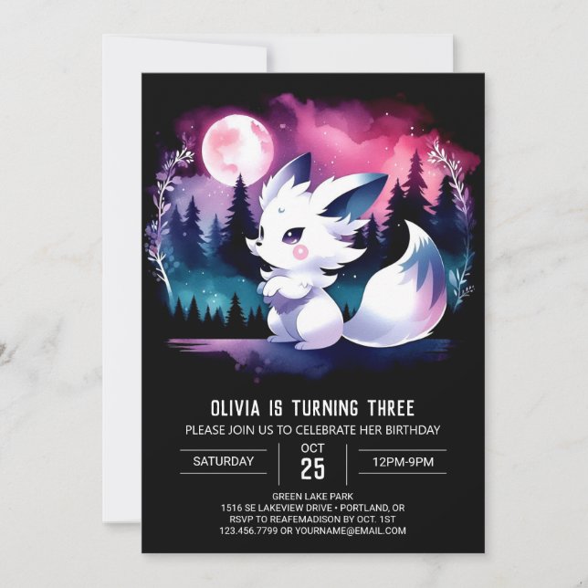 Invitation Adorable Loup moderne Anniversaire (Devant)