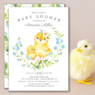 Invitation Adorable Maman & Baby Chick Boys Baby shower