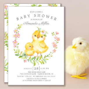 Invitation Adorable Maman & Baby Chick Girls Baby shower
