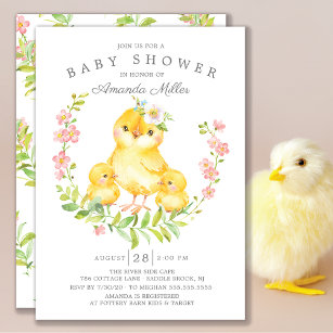 Invitation Adorable Maman & Baby Chicks Baby shower Twins