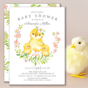 Invitation Adorable Maman & Baby Chicks Baby shower Twins