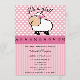 Invitation Adorable mignon drôle dessin animé mouton baby sho