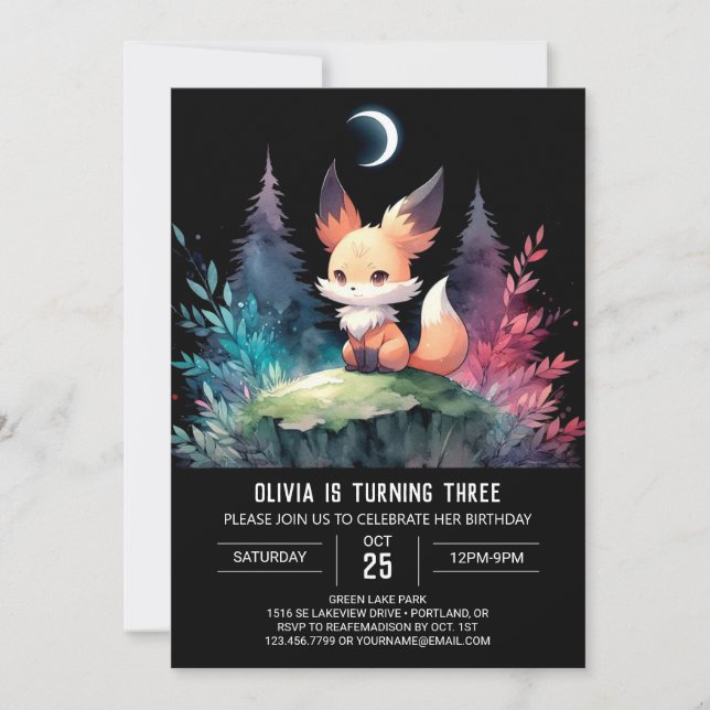 Invitation Adorable moderne Fox Anniversaire numérique (Devant)