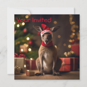 Invitation adorable Noël Père Noël Kangaroo,