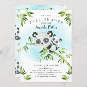 Invitation Adorable Panda Bear Baby shower neutre