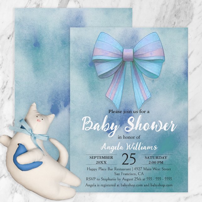 Invitation Adorable Pastel Blue Turquoise Boy Baby shower (Créateur téléchargé)