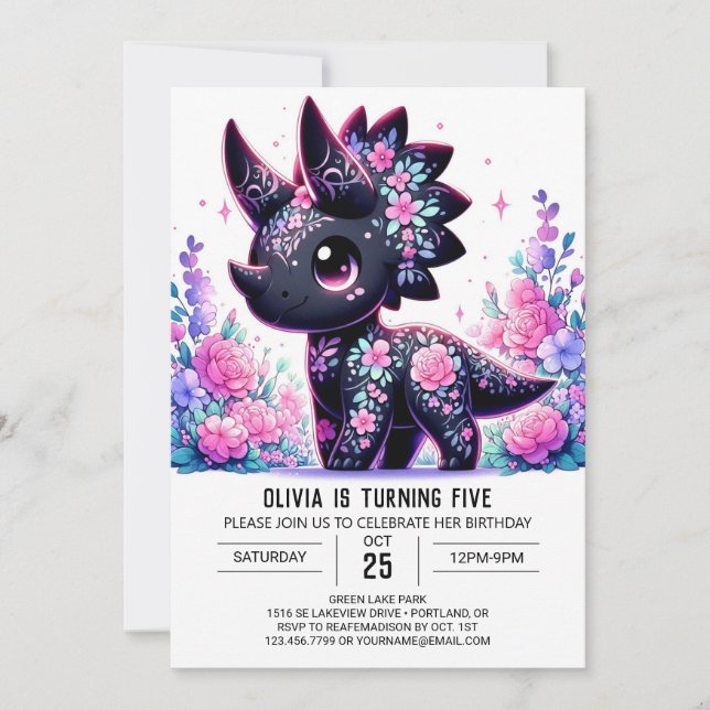 Invitation Adorable Pastel Dinosaur Digital Anniversaire (Devant)
