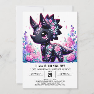 Invitation Adorable Pastel Dinosaur Digital Anniversaire