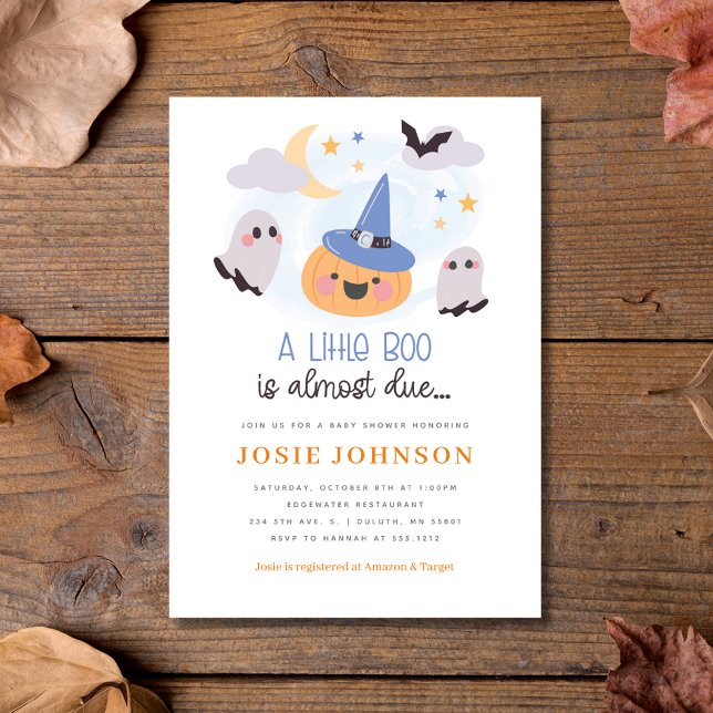Invitation adorable Petit Boo Baby shower d'Halloween (Adorable Little Boo Halloween Baby Shower Invitation)