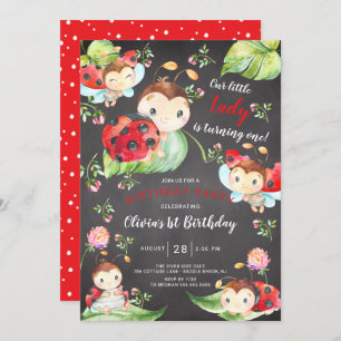 Invitation Adorable Petite Dame Ladybug 1er Anniversaire Invi