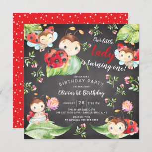 Invitation Adorable Petite Dame Ladybug 1er Anniversaire Invi