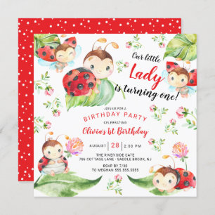 Invitation Adorable Petite Dame Ladybug 1er Anniversaire Invi