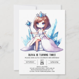 Invitation Adorable princesse de Couronne Anniversaire