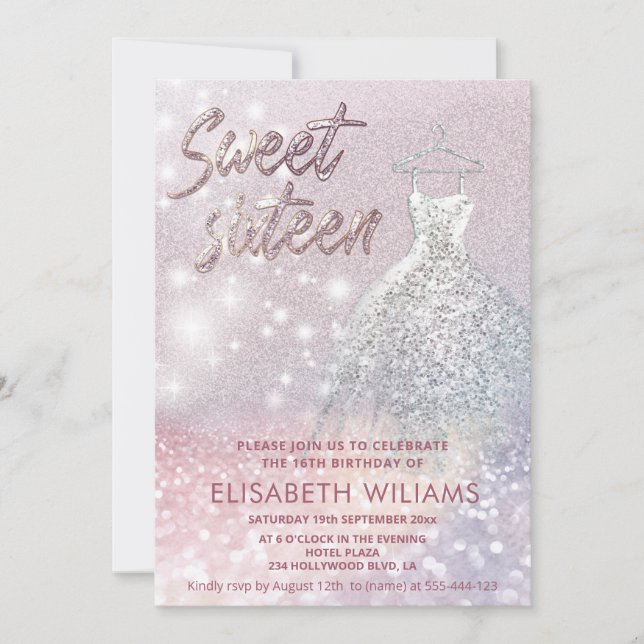 Invitation Adorable robe charmant brillant brillant ombre (Devant)