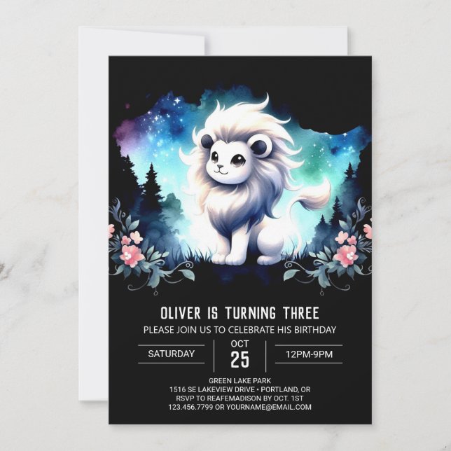 Invitation Adorable Safari Lion Anniversaire (Devant)