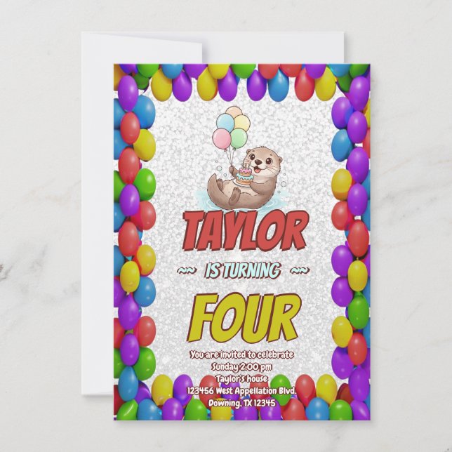 Invitation Adorable Sea Otter Birthday Invite (Devant)