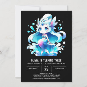 Invitation Adorable Sirène Dreamy Anniversaire