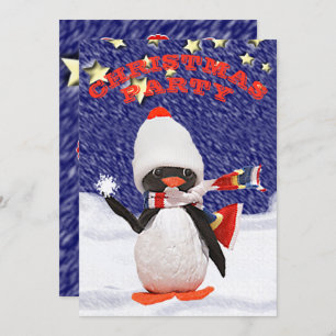 Invitation Adorable Snowy Christmas Penguin Paradise