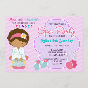Invitation Adorable Spa violet rose qui dorlote fête d'annive