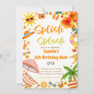 Invitation Adorable Splish Splash Anniversaire Bash Pool fête