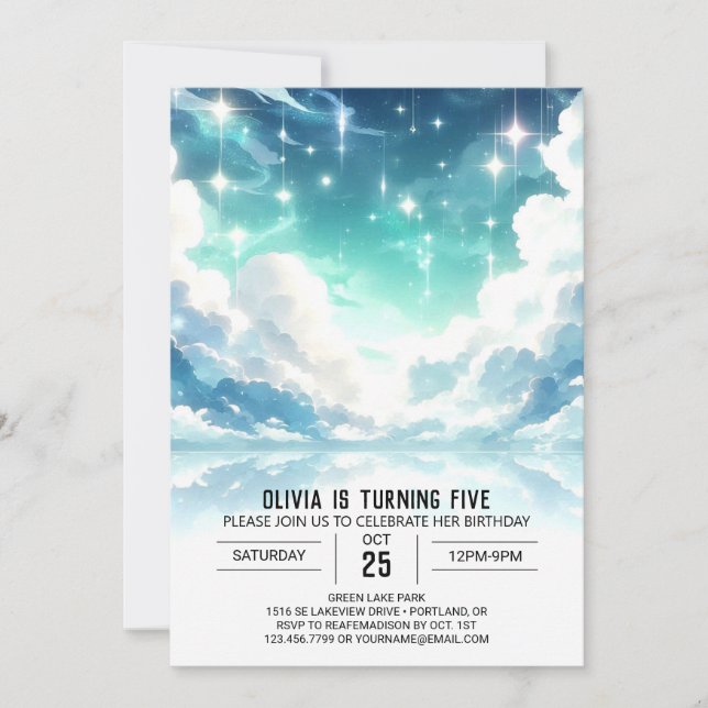 Invitation Adorable Stars Celestin Digital Anniversaire (Devant)
