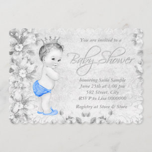 Invitation Adorable Vintage Garçons Fête de Naissance Bleu et