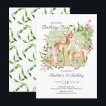 Invitation Adorable Woodland Friends Girls 1er anniversaire<br><div class="desc">Super mignonne aquarelle bois forêt amis invitation fête d'anniversaire avec le cerf le plus doux,  écureuil,  renard,  lapin,  raton laveur & ours. Peut également être utilisé pour un 2ème,  3ème et 4ème anniversaire.</div>